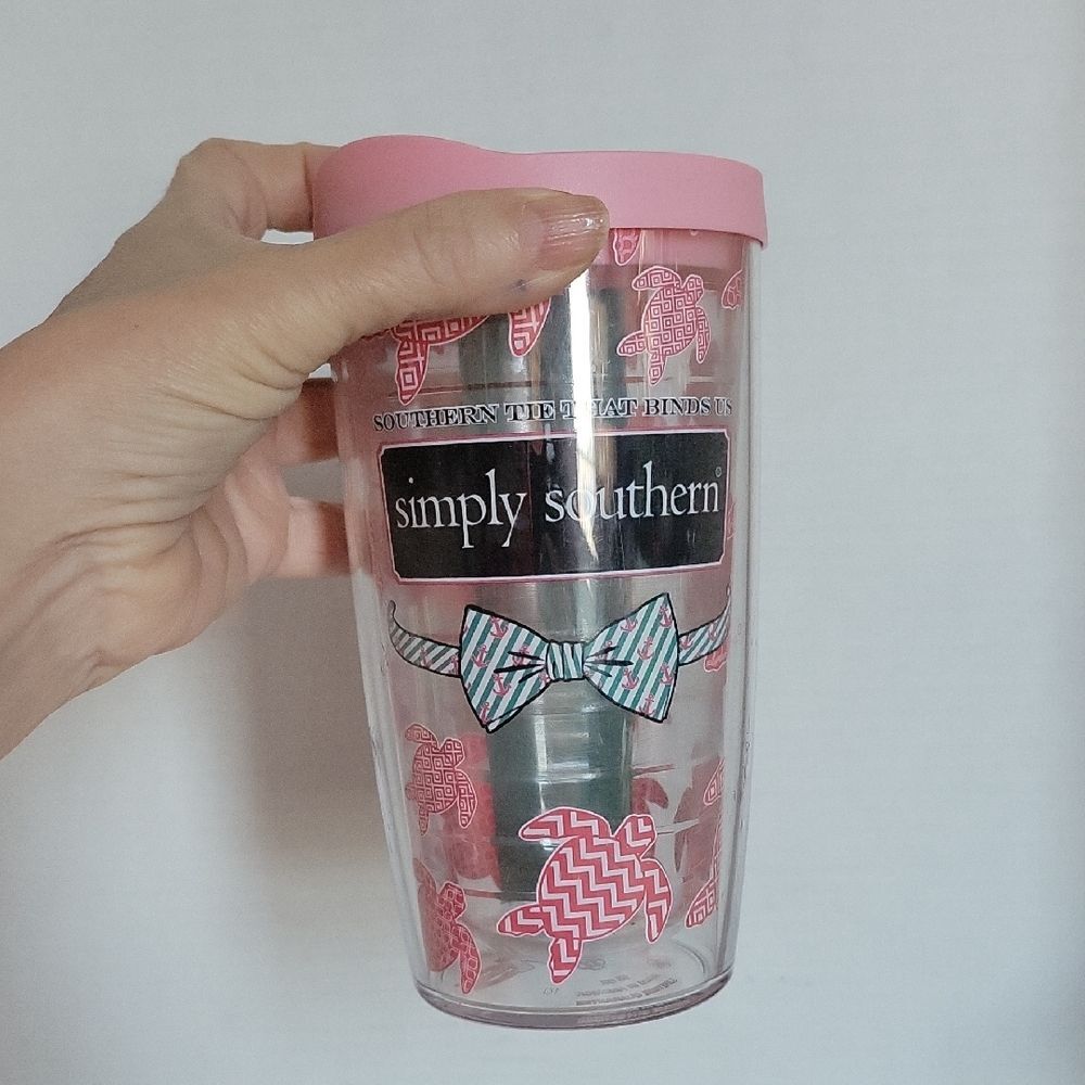 Tervis Simply Southern Pink Turtle Bow Travel Tumbler Design 16 Oz